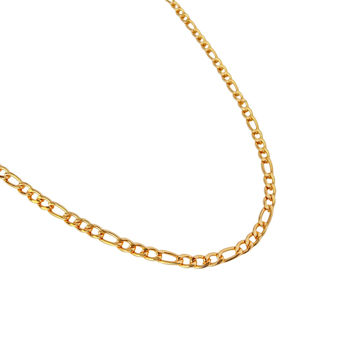 Men's Gold Plated Figaro Chain Necklace – Classic Italian Design