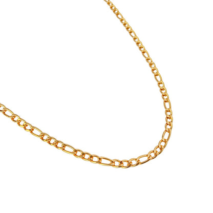 Men's Gold Plated Figaro Chain Necklace – Classic Italian Design