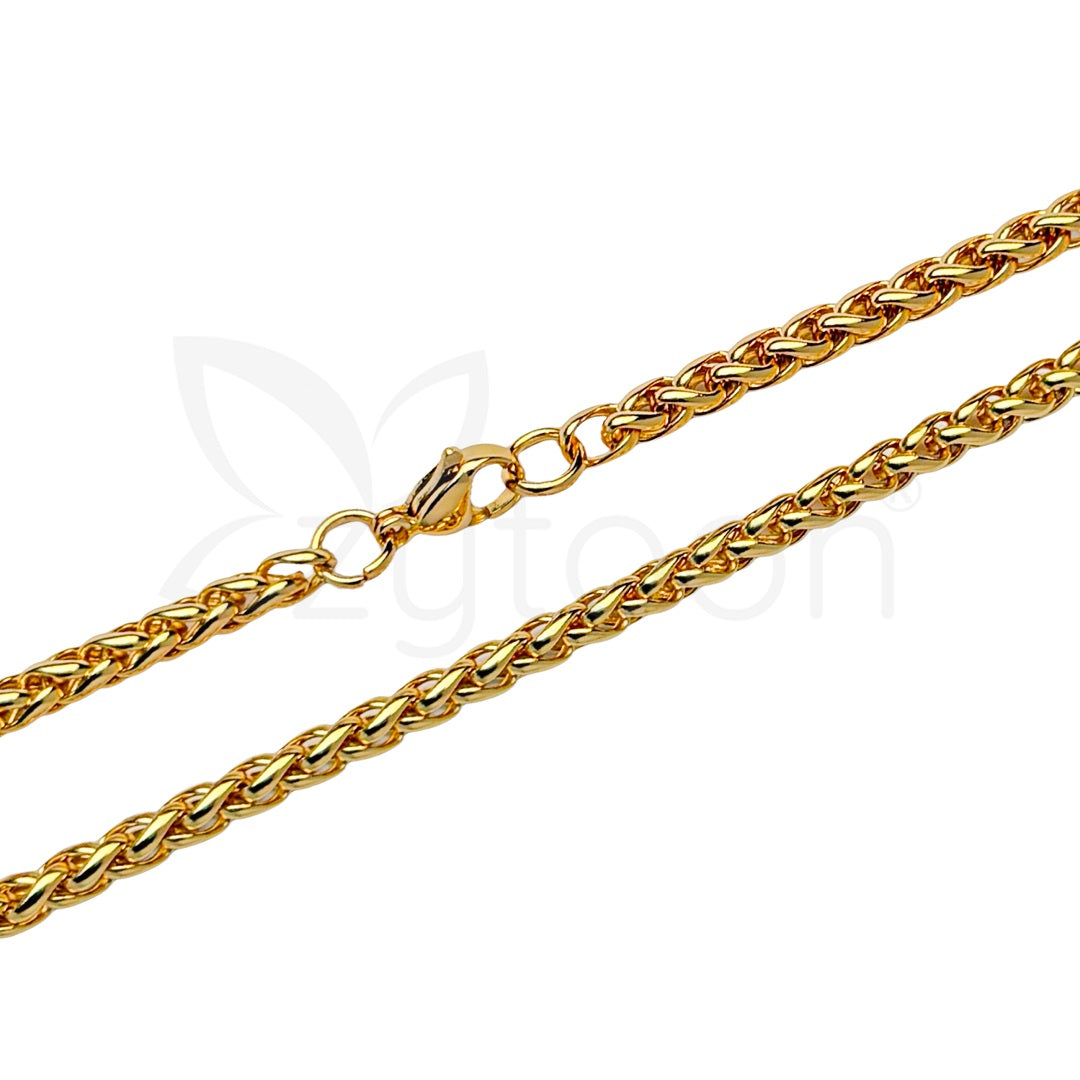 Men's Gold Plated Franco Chain Necklace – Braided V-Link Design