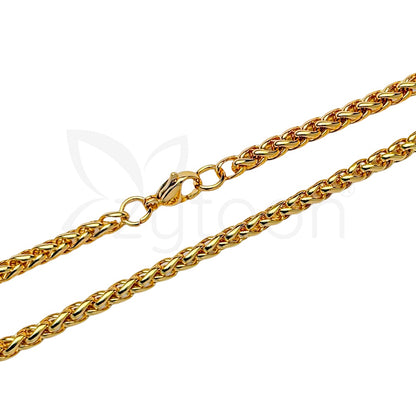 Men's Gold Plated Franco Chain Necklace – Braided V-Link Design