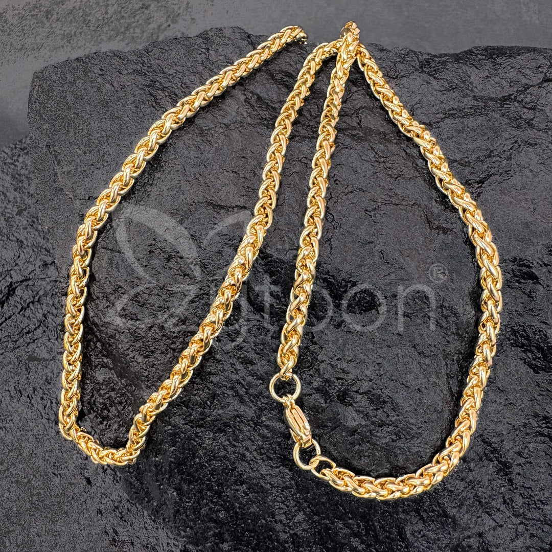 Men's Gold Plated Franco Chain Necklace – Braided V-Link Design
