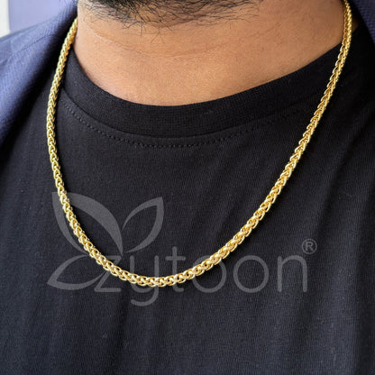 Men's Gold Plated Franco Chain Necklace – Braided V-Link Design