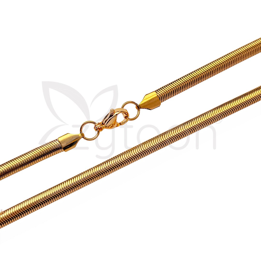 Men's Gold Plated Herringbone Chain Necklace – Flat Snake Chain