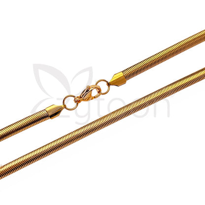 Men's Gold Plated Herringbone Chain Necklace – Flat Snake Chain