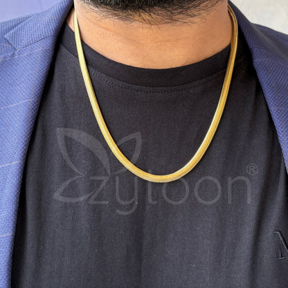 Men's Gold Plated Herringbone Chain Necklace – Flat Snake Chain