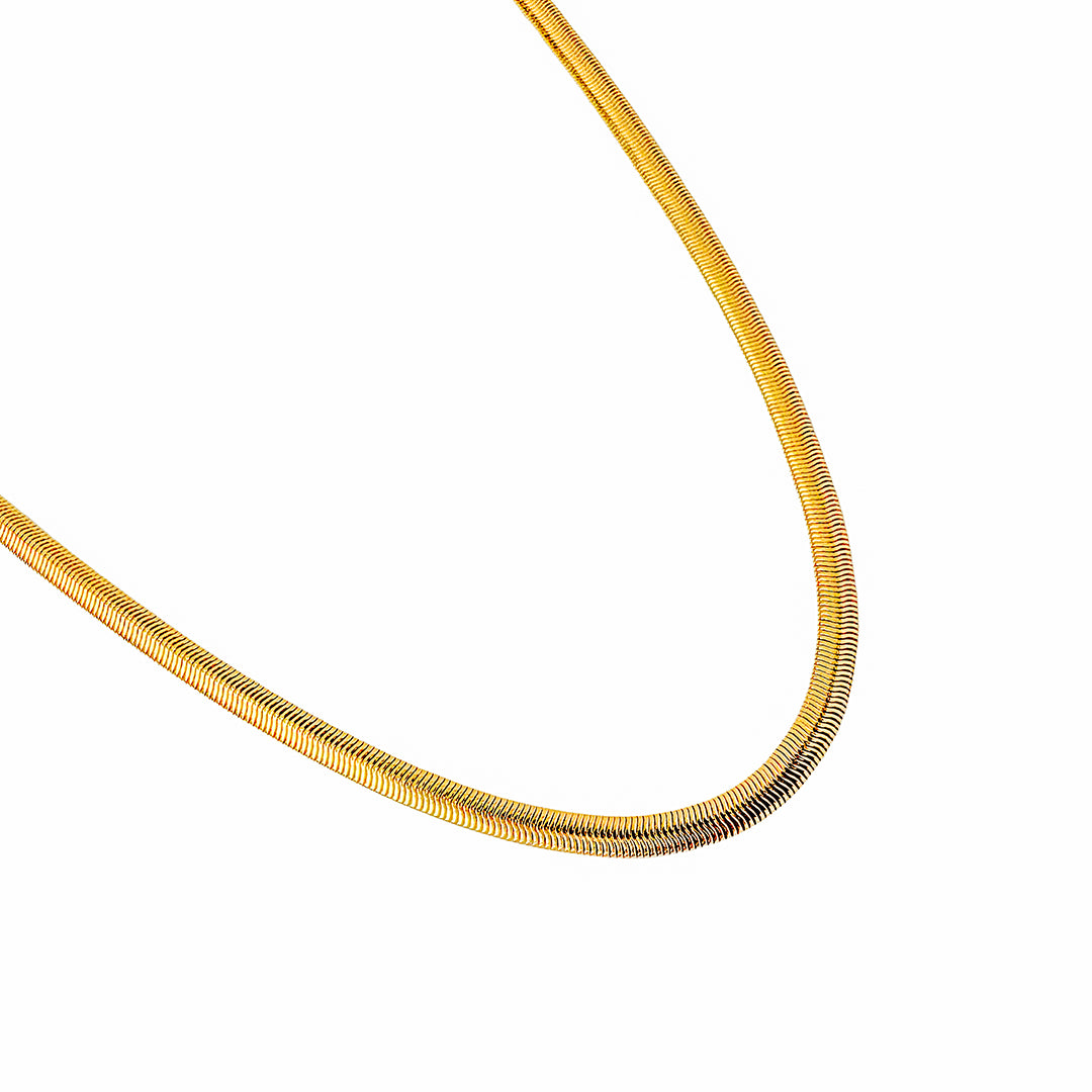 Men's Gold Plated Herringbone Chain Necklace – Flat Snake Chain