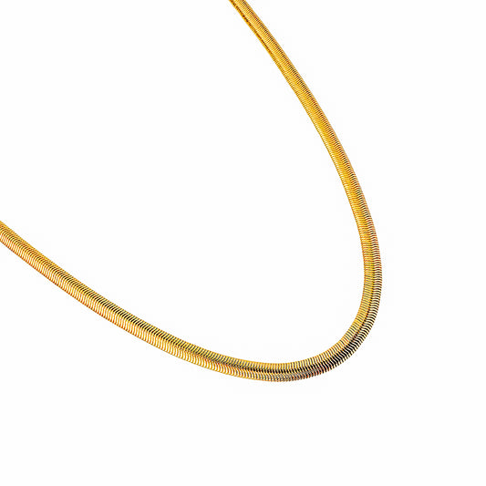 Men's Gold Plated Herringbone Chain Necklace – Flat Snake Chain