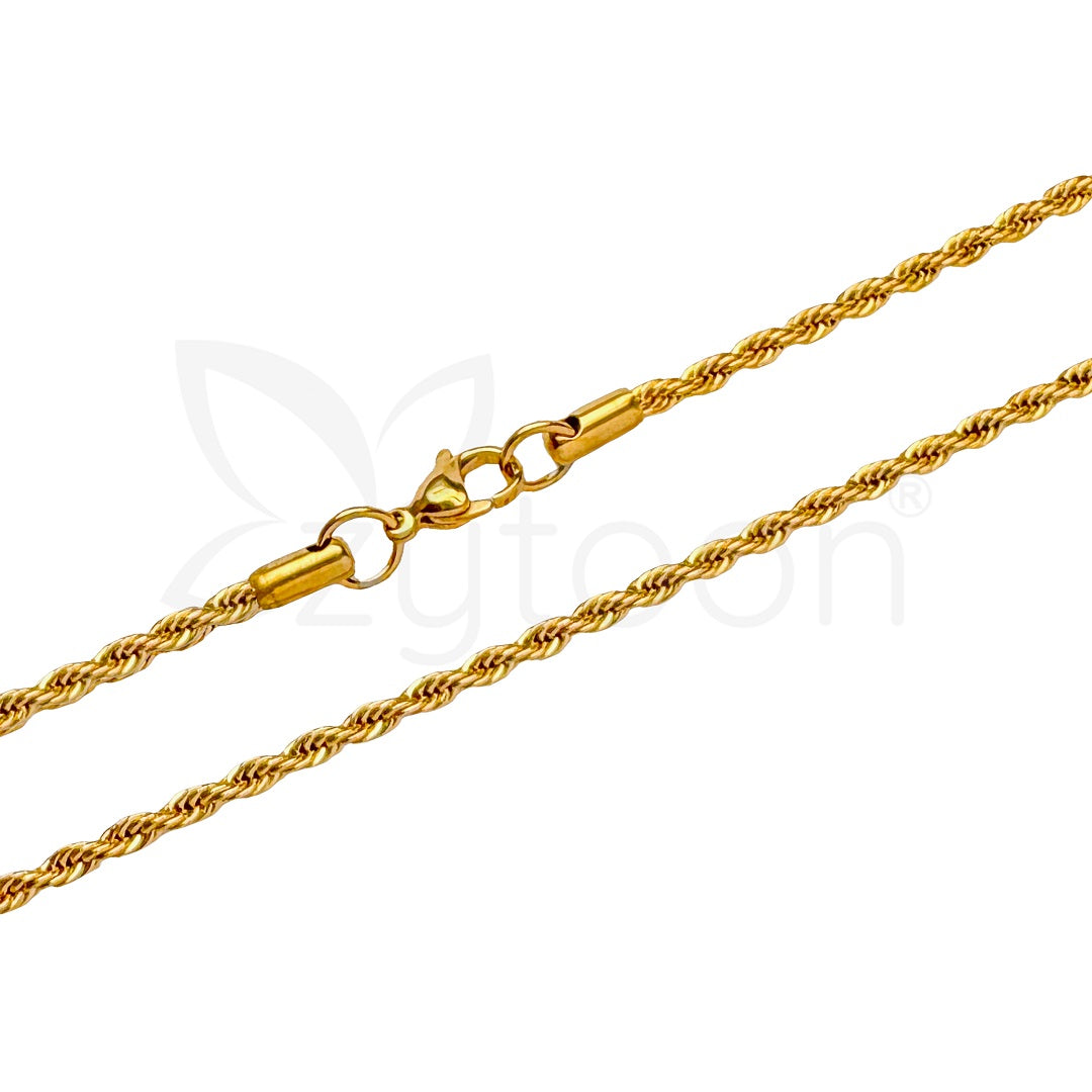 Men's Gold Plated Rope Chain Necklace – Twisted Link Design