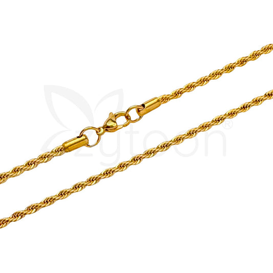 Men's Gold Plated Rope Chain Necklace – Twisted Link Design