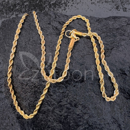 Men's Gold Plated Rope Chain Necklace – Twisted Link Design