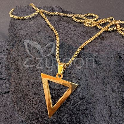 Men’s Gold-Plated Triangle Pendant Necklace | Modern Geometric Chain