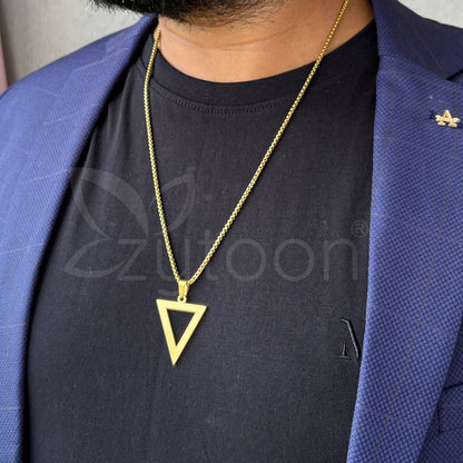 Men’s Gold-Plated Triangle Pendant Necklace | Modern Geometric Chain
