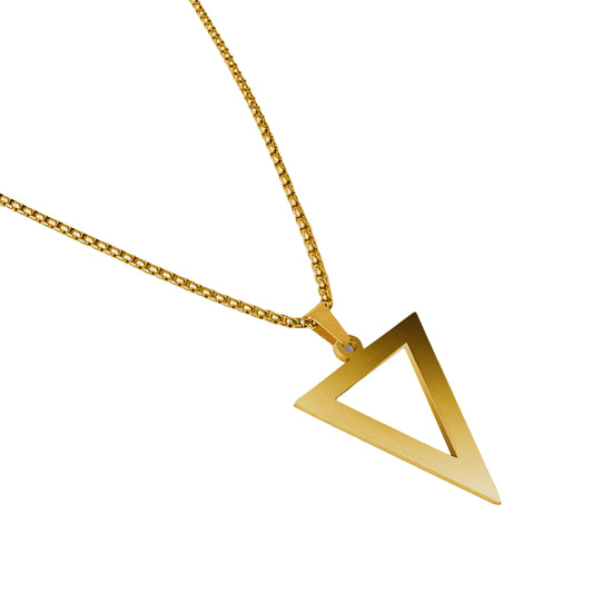Men’s Gold-Plated Triangle Pendant Necklace | Modern Geometric Chain