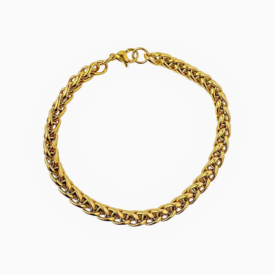 Men’s Gold Plated Wheat Chain Bracelet – Stylish & Durable Men’s Jewelry