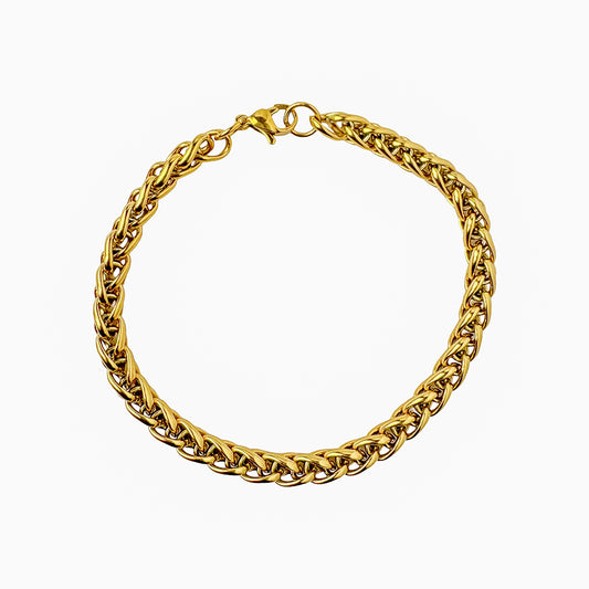 Men’s Gold Plated Wheat Chain Bracelet – Stylish & Durable Men’s Jewelry