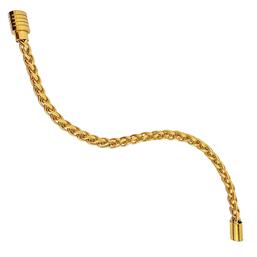 Men's Gold-Plated Wheat Chain Bracelet with Magnetic Clasp – Stylish Daily Wear