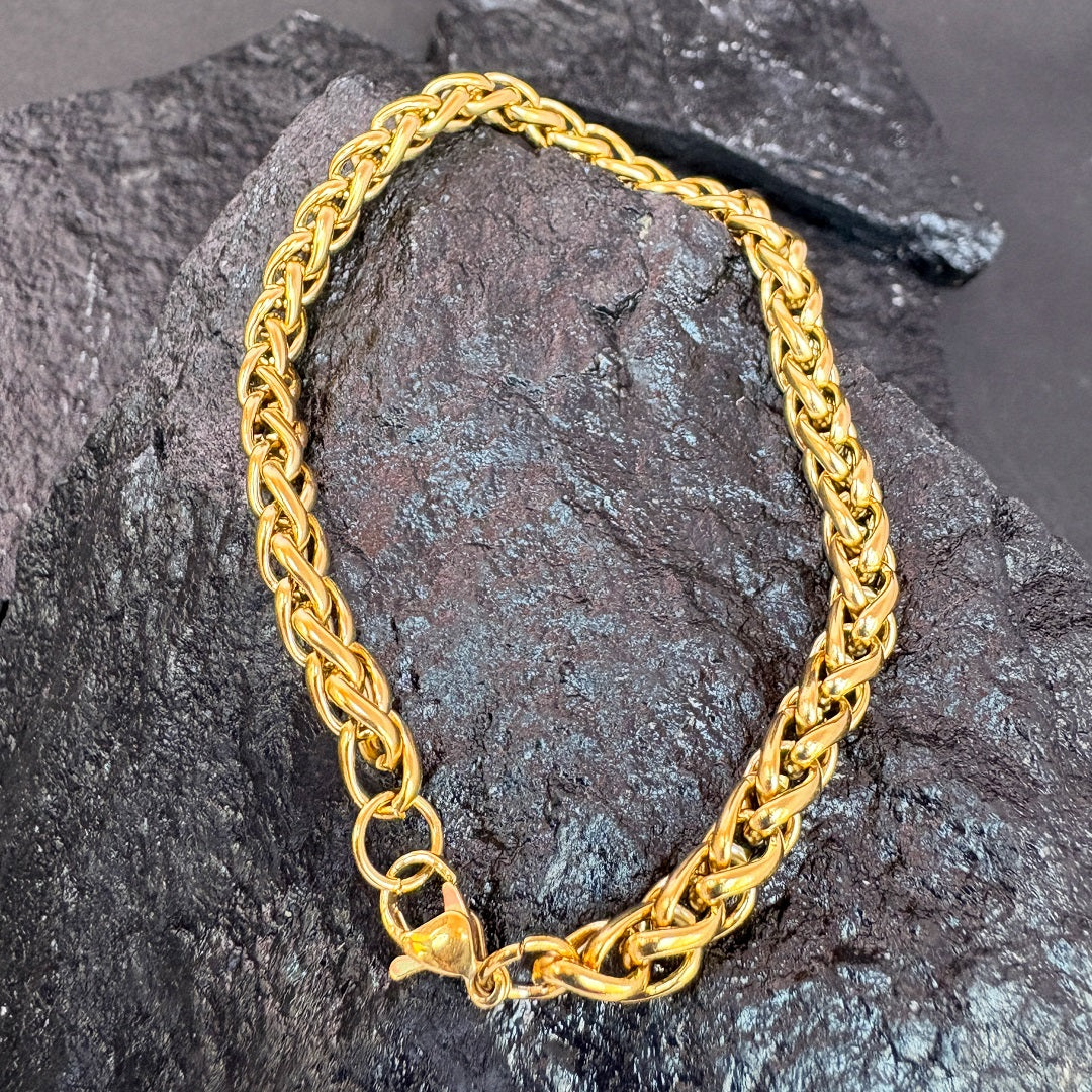 Men’s Gold Plated Wheat Chain Bracelet – Stylish & Durable Men’s Jewelry