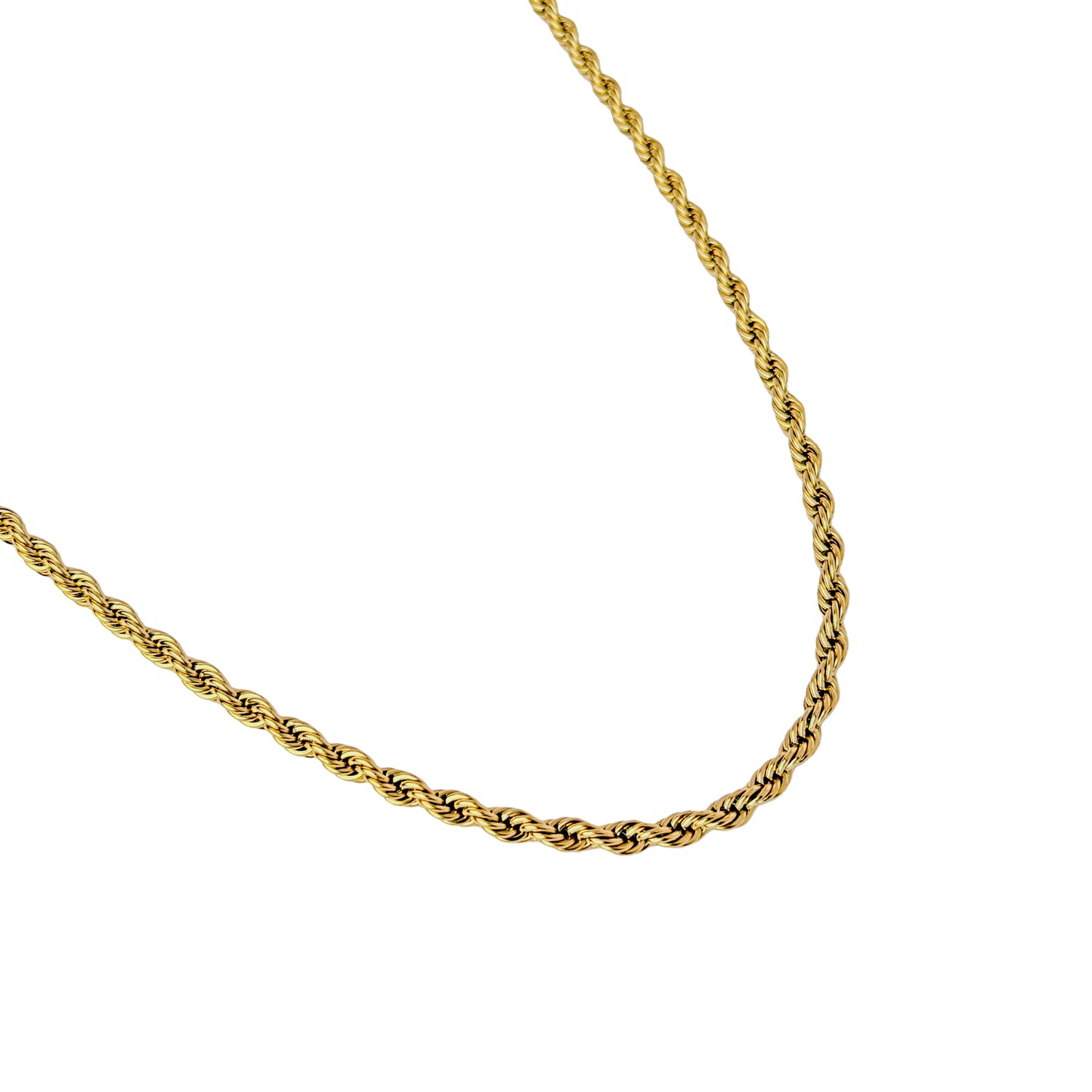 Men's Gold Plated Rope Chain Necklace | Classic Stainless Steel Chain