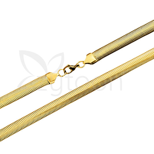 Men's Gold Plated Herringbone Chain Necklace – Flat Snake Chain