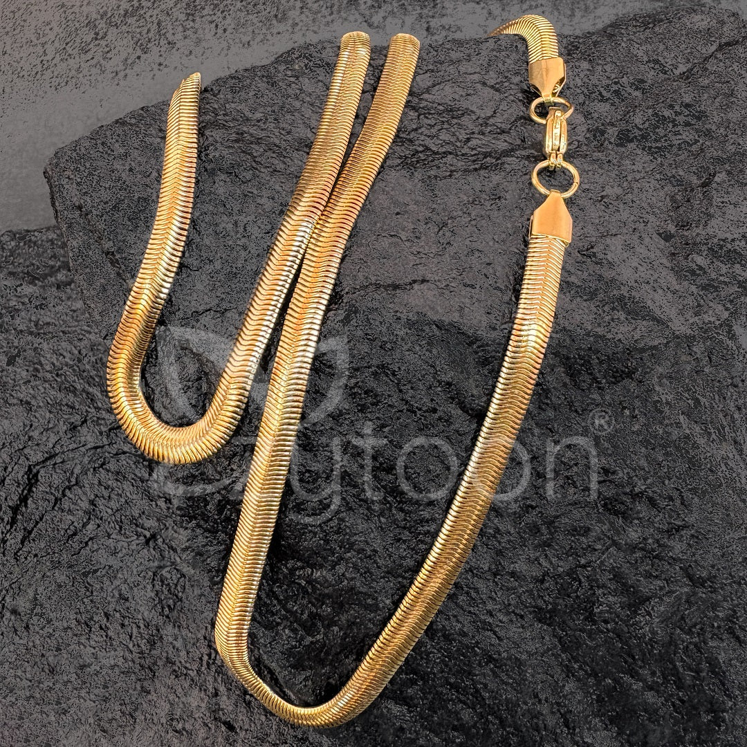 Men's Gold Plated Herringbone Chain Necklace – Flat Snake Chain