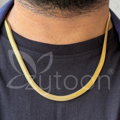 Men's Gold Plated Herringbone Chain Necklace – Flat Snake Chain