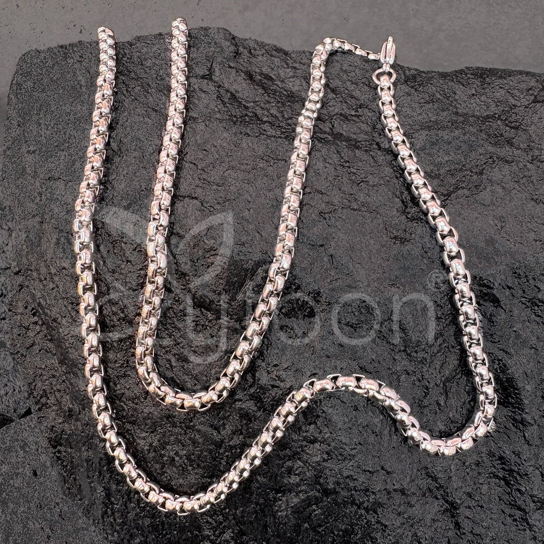 Men's Silver-Toned Rolo Chain Necklace | Durable Stainless Steel