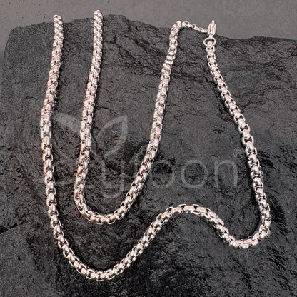 Men's Silver-Toned Rolo Chain Necklace | Durable Stainless Steel