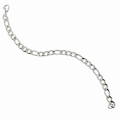 Men's Silver-Tone Figaro Chain Bracelet - Polished Italian Design