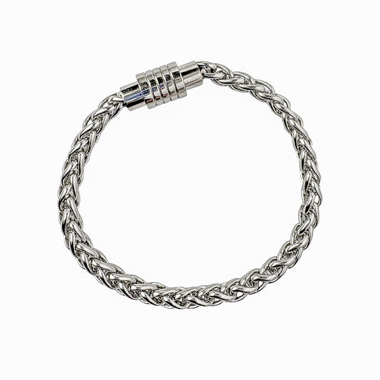 Men’s Silver-Tone Franco Chain Bracelet with Magnetic Clasp – Stylish & Durable Men’s Jewelry