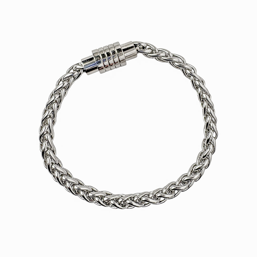 Men’s Silver-Tone Franco Chain Bracelet with Magnetic Clasp – Stylish & Durable Men’s Jewelry