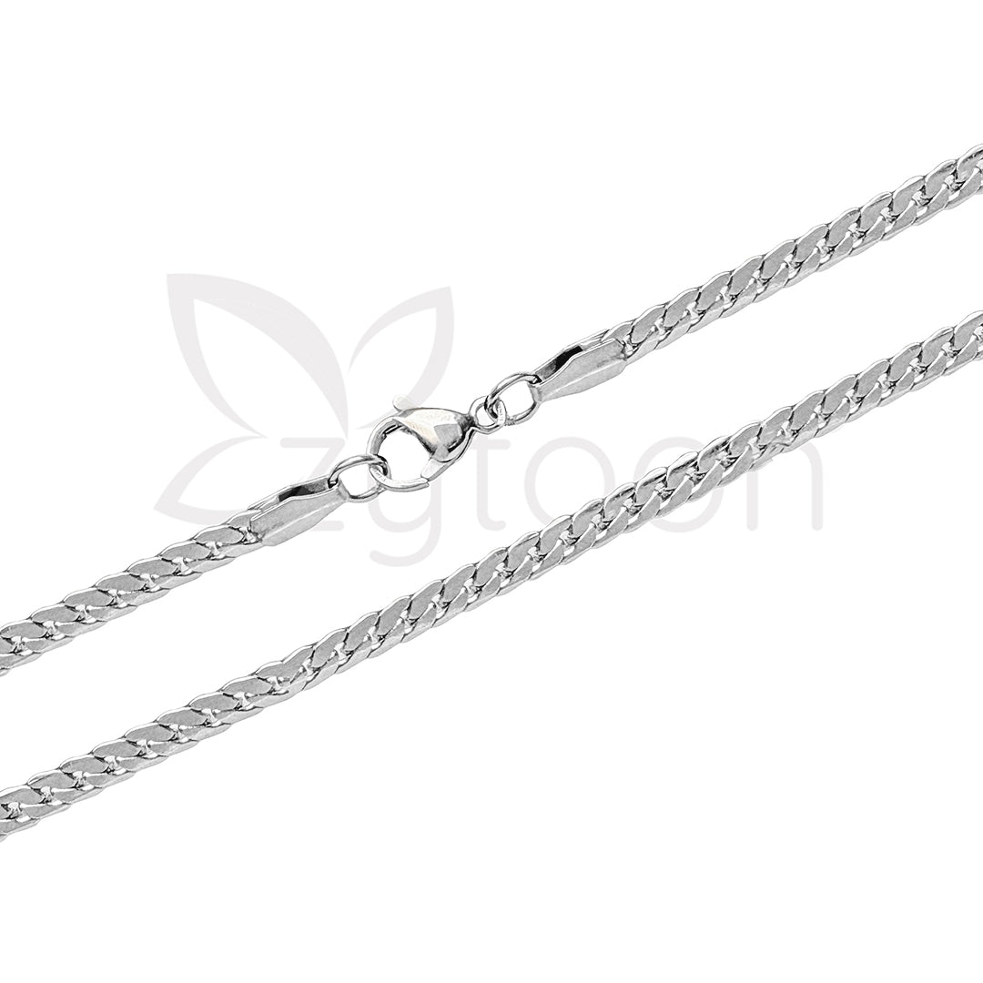 Men's Silver-Tone Curb Chain Necklace - Classic Cuban Link