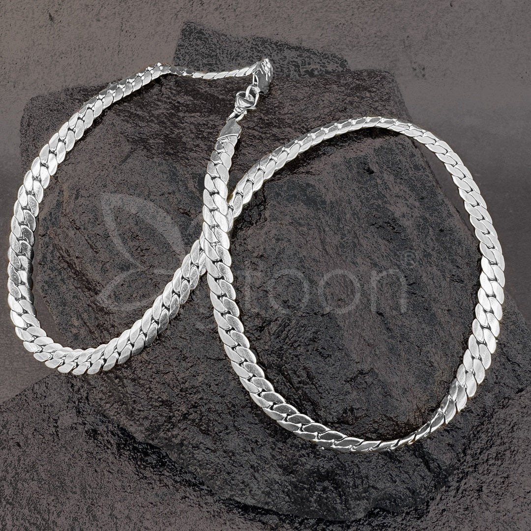 Men's Silver-Tone Curb Chain Necklace - Classic Cuban Link