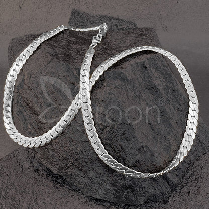 Men's Silver-Tone Curb Chain Necklace - Classic Cuban Link