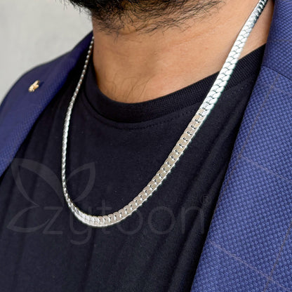 Men's Silver-Tone Curb Chain Necklace - Classic Cuban Link
