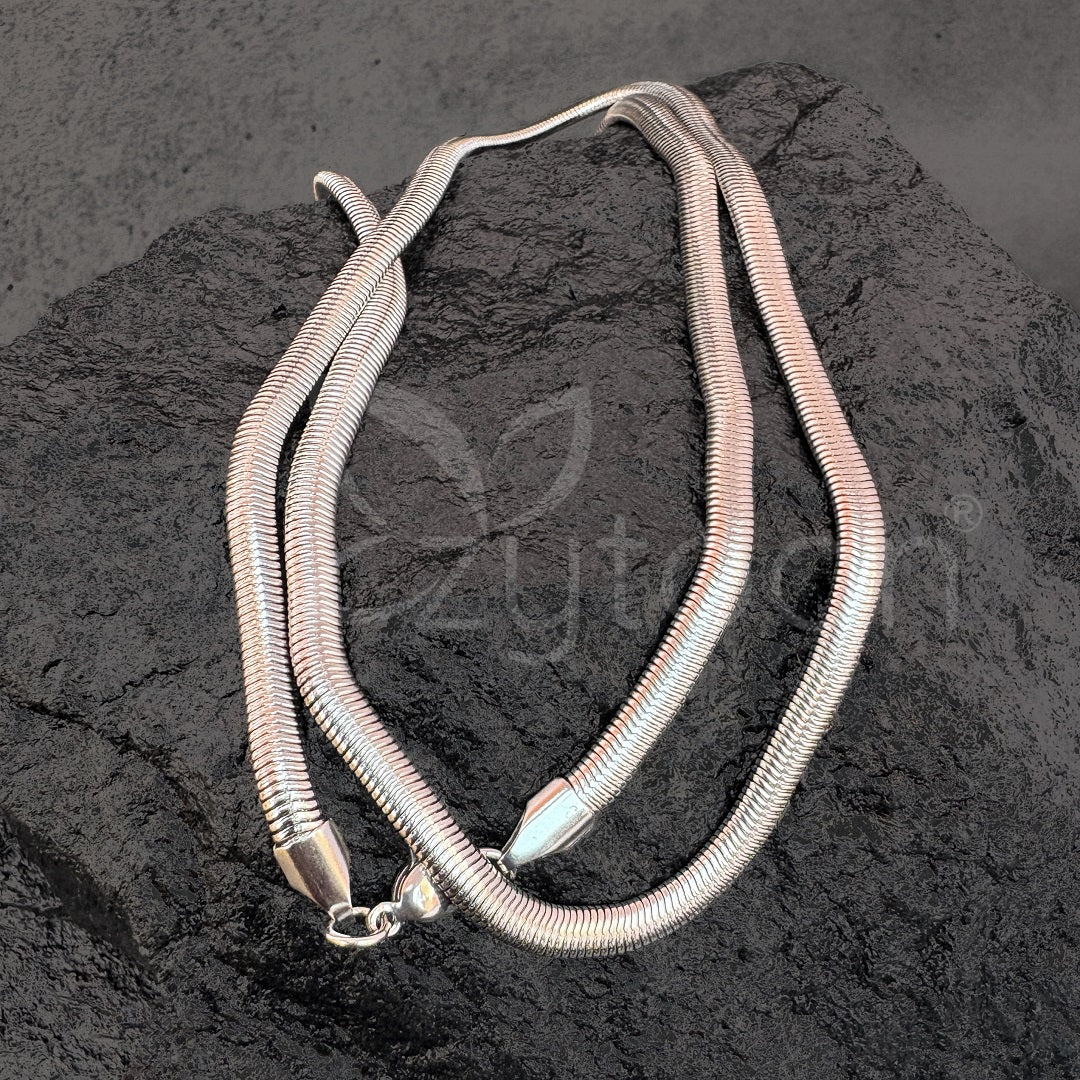 Men's Silver-Tone Snake Chain Necklace – Sleek Stainless Steel