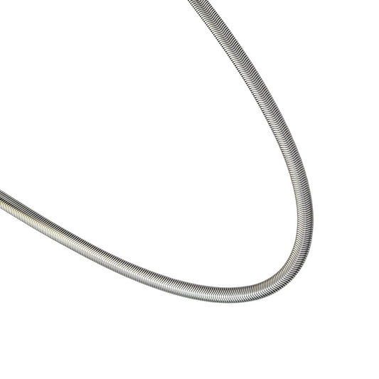 Men's Silver-Toned Snake Chain Necklace | Sleek & Flat Stainless Steel