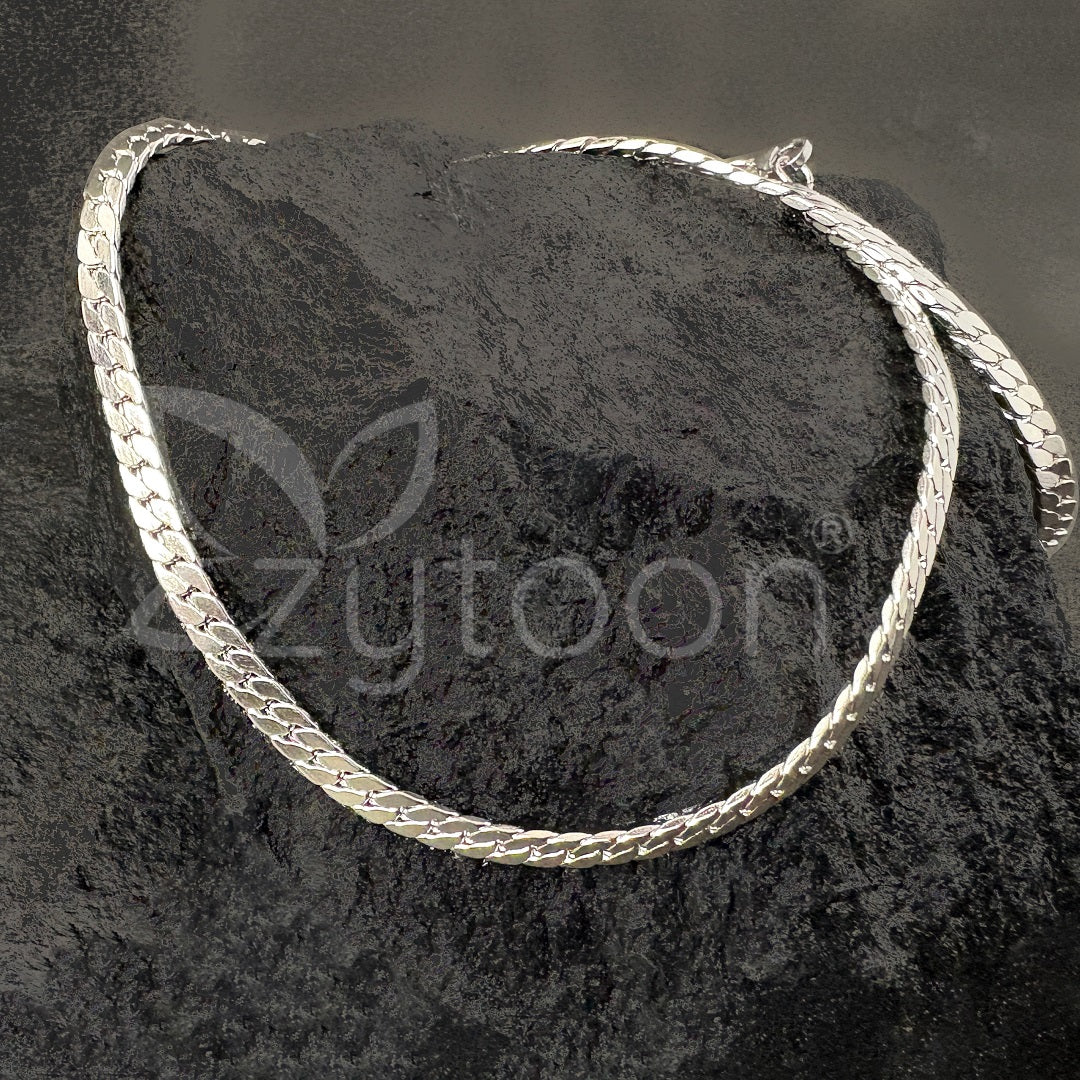 Men's Silver-Toned Virola Link Chain Necklace | Durable Stainless Steel