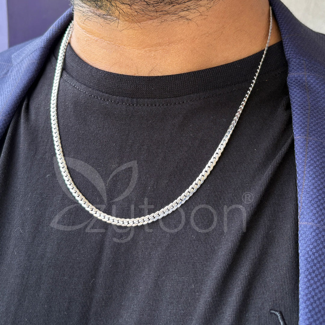 Men's Silver-Toned Virola Link Chain Necklace | Durable Stainless Steel