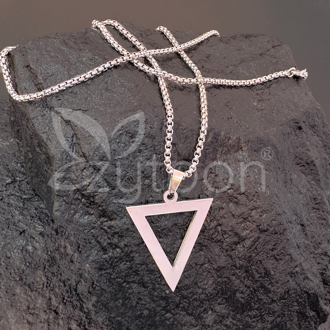 Men’s Stainless Steel Triangle Pendant Necklace | Modern Geometric Minimal Chain