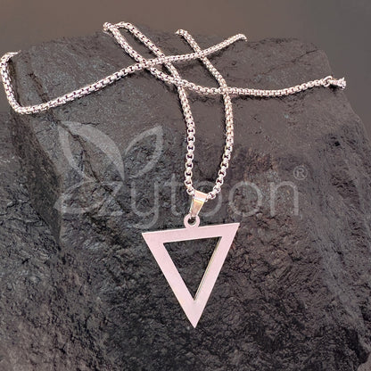 Men’s Stainless Steel Triangle Pendant Necklace | Modern Geometric Minimal Chain