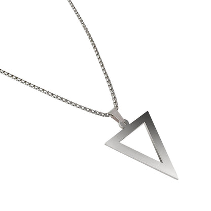 Men’s Stainless Steel Triangle Pendant Necklace | Modern Geometric Minimal Chain