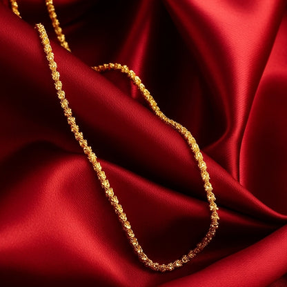 micro gold-plated 24-inch chain with traditional design - lightweight one gram jewelry for festive and daily wear