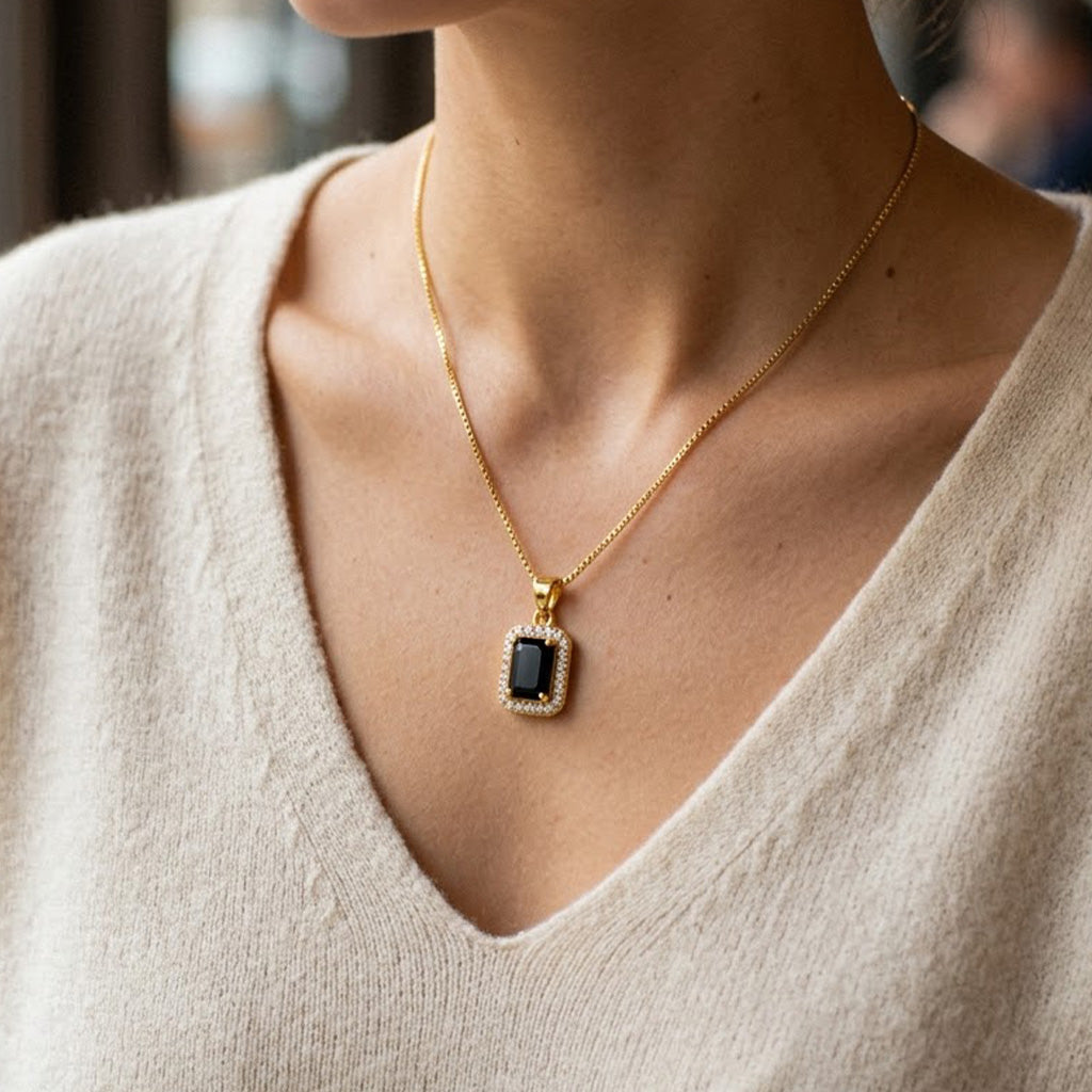 22K Gold Plated AD Pendant Necklace for Women – Nice Box Chain | Anti-Tarnish