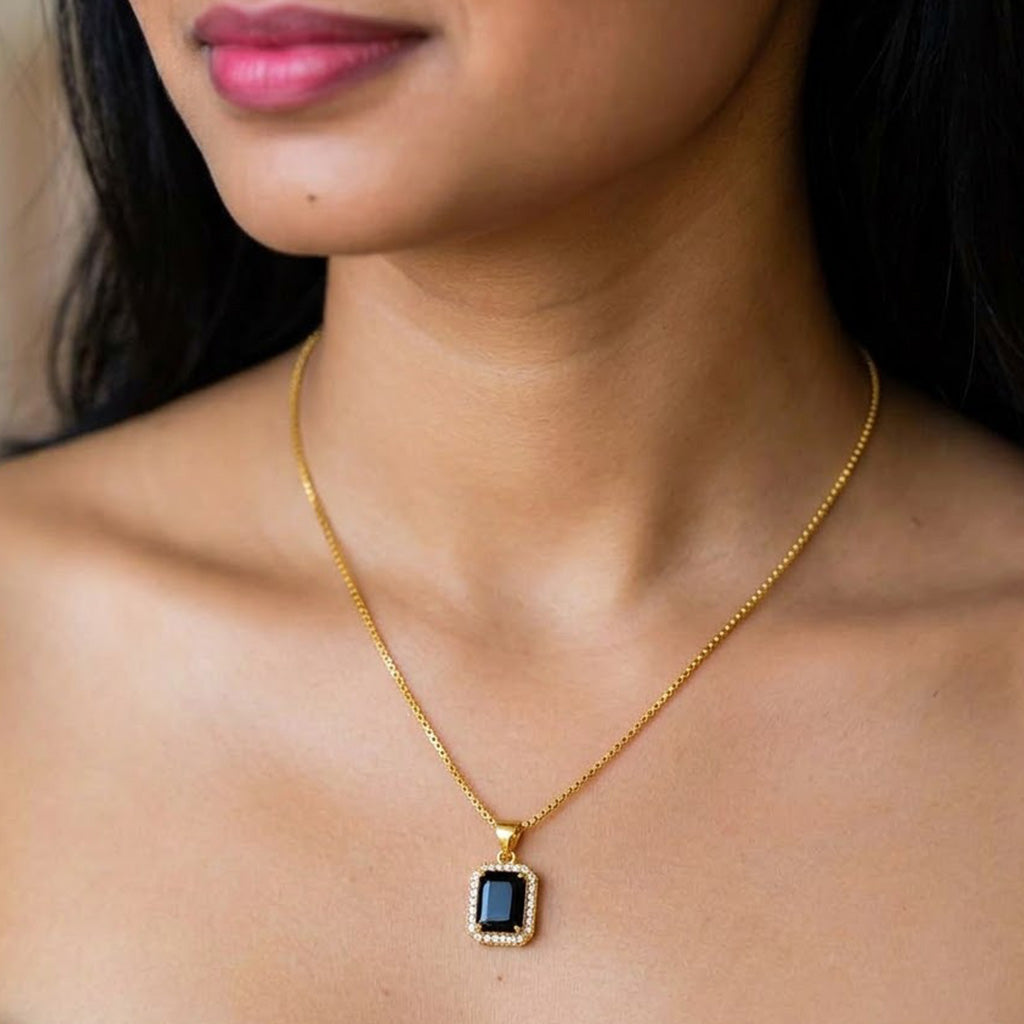 22K Gold Plated AD Pendant Necklace for Women – Nice Box Chain | Anti-Tarnish