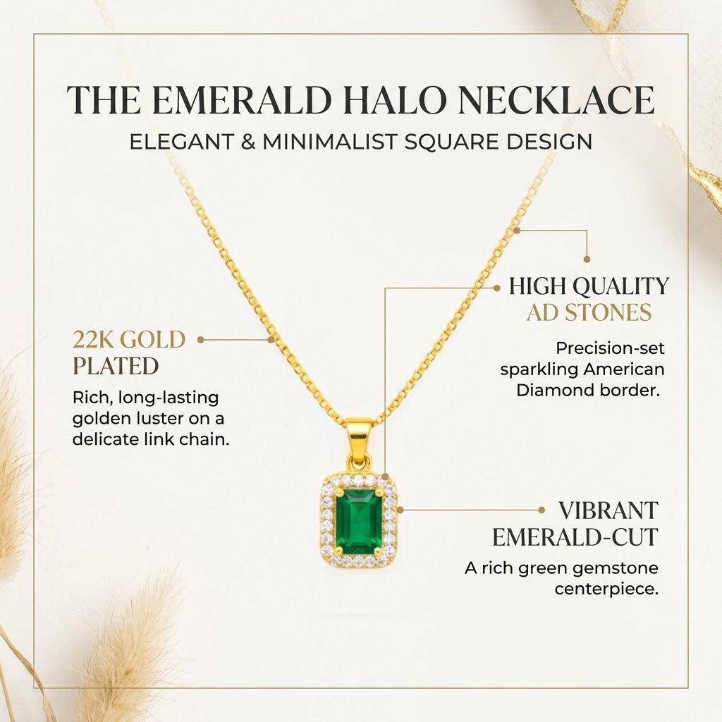 22K Gold Plated AD Pendant Necklace for Women – Nice Box Chain | Anti-Tarnish