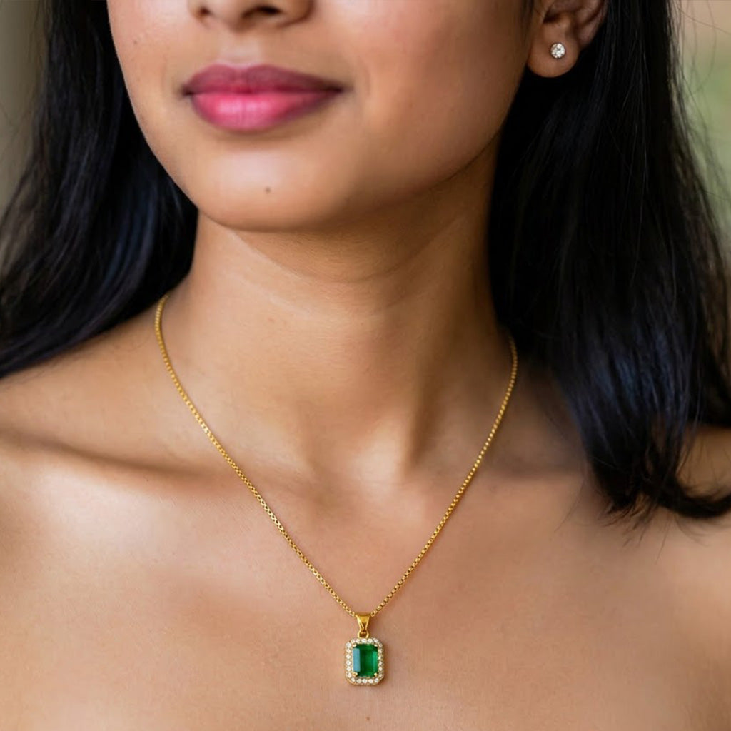 22K Gold Plated AD Pendant Necklace for Women – Nice Box Chain | Anti-Tarnish