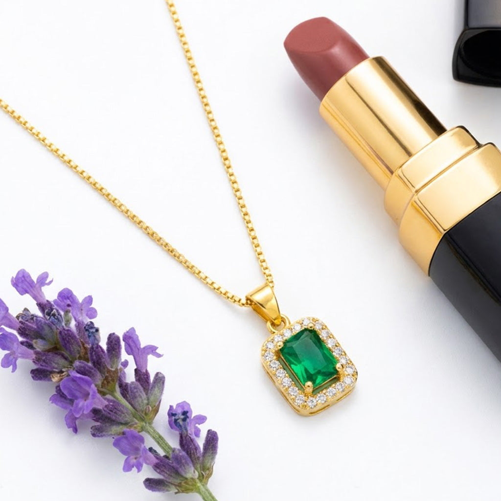 22K Gold Plated AD Pendant Necklace for Women – Nice Box Chain | Anti-Tarnish