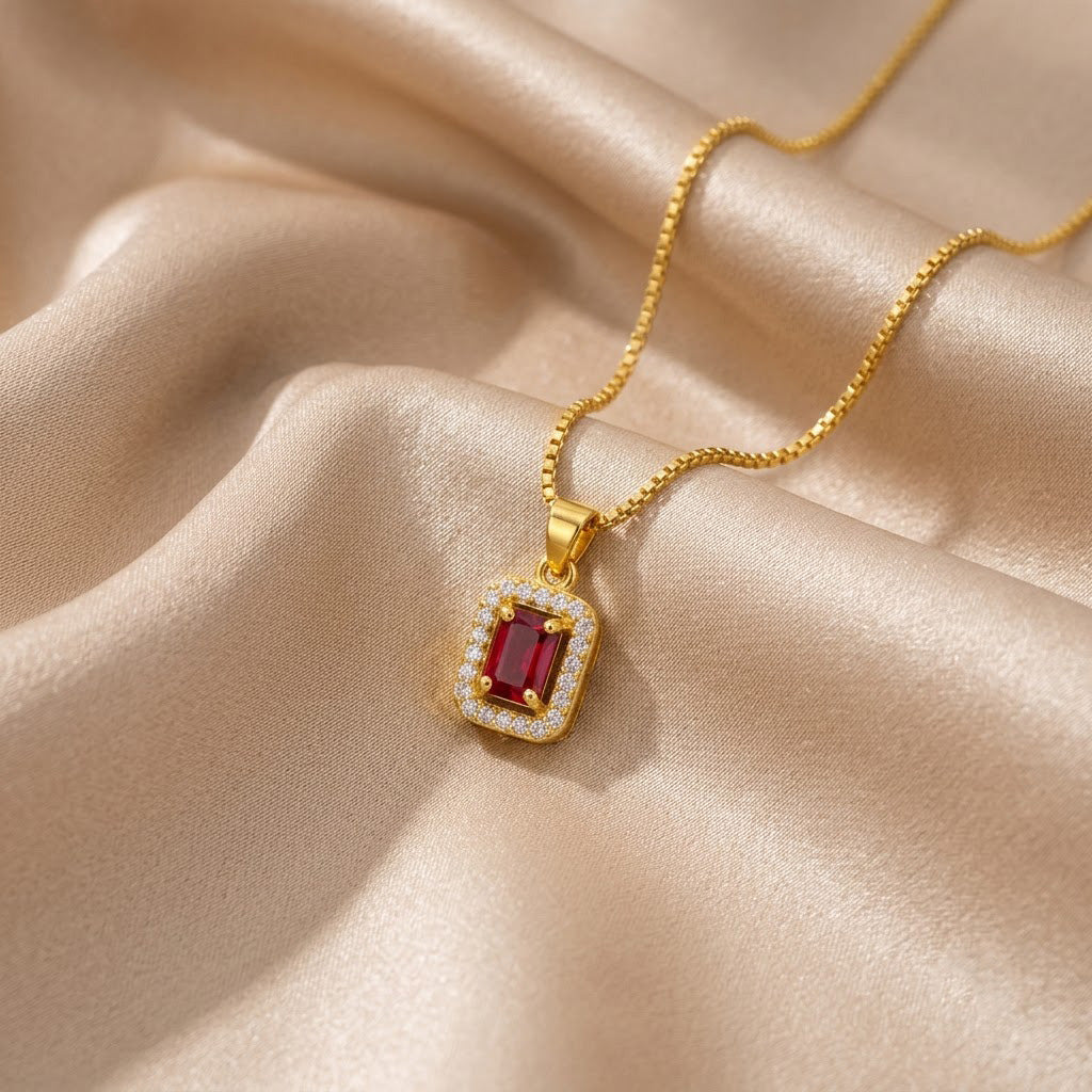 22K Gold Plated AD Pendant Necklace for Women – Nice Box Chain | Anti-Tarnish