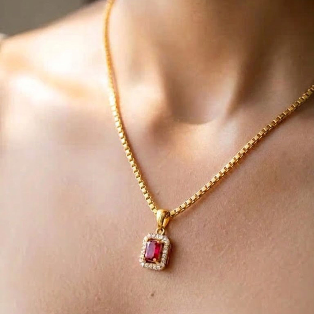 22K Gold Plated AD Pendant Necklace for Women – Nice Box Chain | Anti-Tarnish