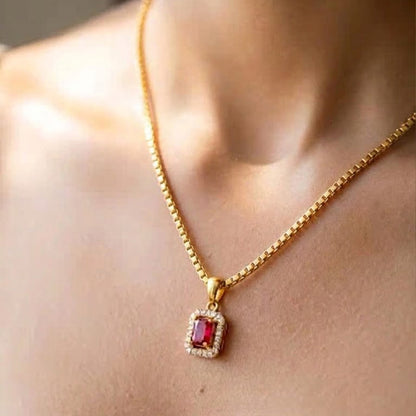 22K Gold Plated AD Pendant Necklace for Women – Nice Box Chain | Anti-Tarnish